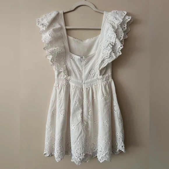 Lulu's White Eyelet Lace Ruffle Mini Dress - Picture 7 of 8